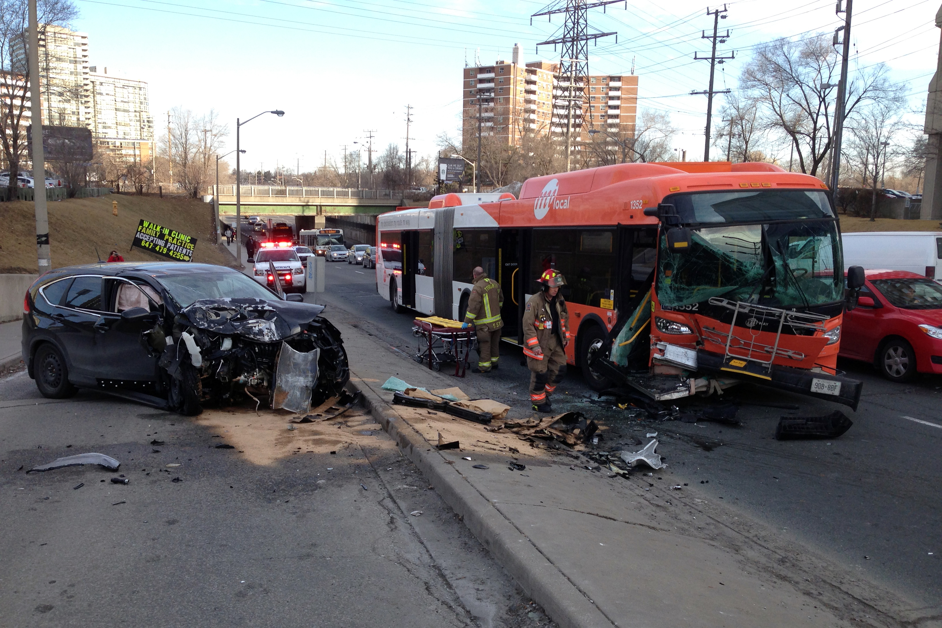 Several injured when Mississauga bus crashes headon with SUV