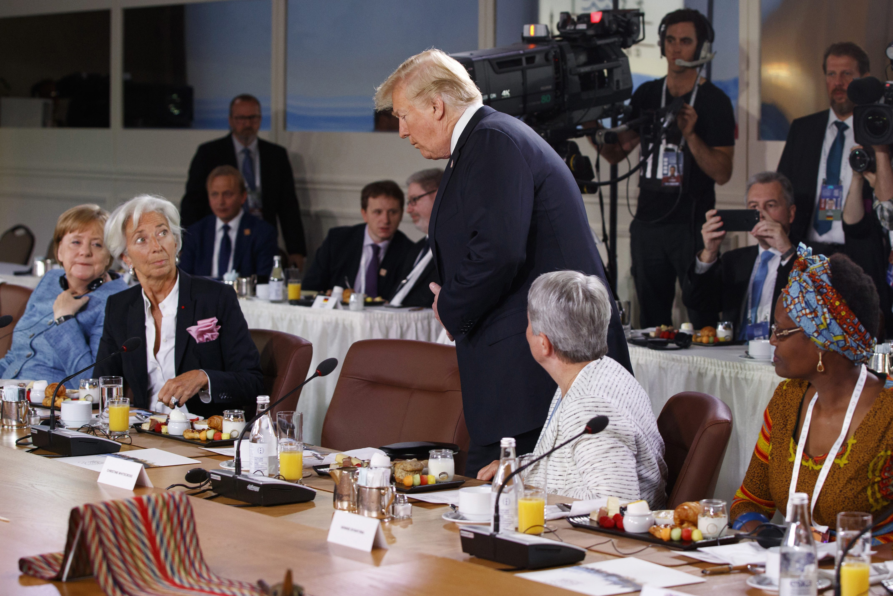 Trump disrupts G7 women's empowerment session by showing up late