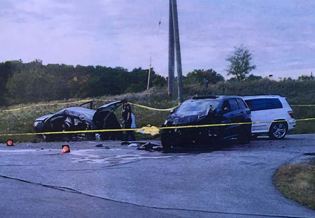 Image presented in court of the crash caused by Marco Muzzo.