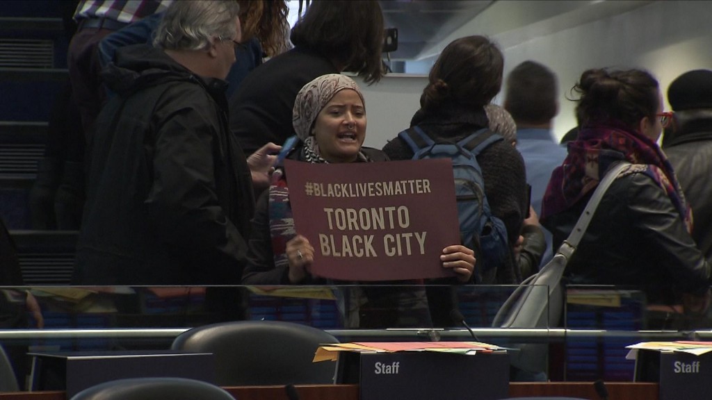 Black Lives Matter protestors at city hall, Apr. 1, 2016. CITYNEWS