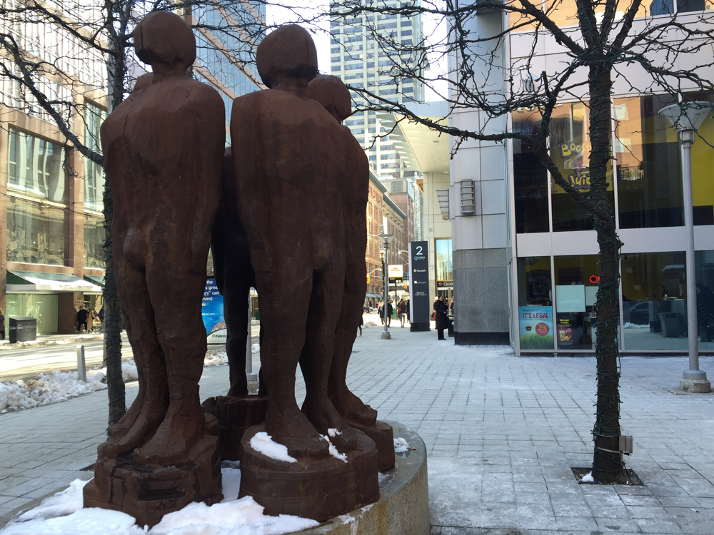 Full Circle, a sculpture at Queen and Victoria streets in Toronto, April 5, 2016 CITYNEWS/Diana Pereira