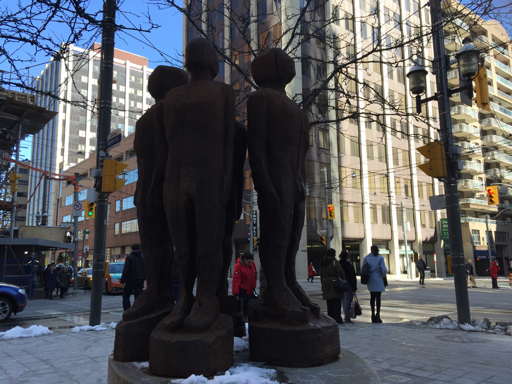 Full Circle, a sculpture at Queen and Victoria streets in Toronto, April 5, 2016 CITYNEWS/Diana Pereira