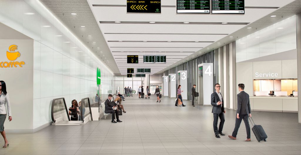 An artist's rendition of the new GO Transit bus terminal at CIBC Square.