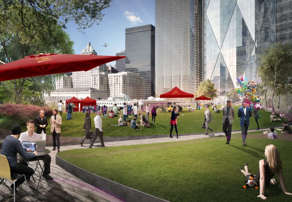 An artist's rendition of the park in CIBC Square