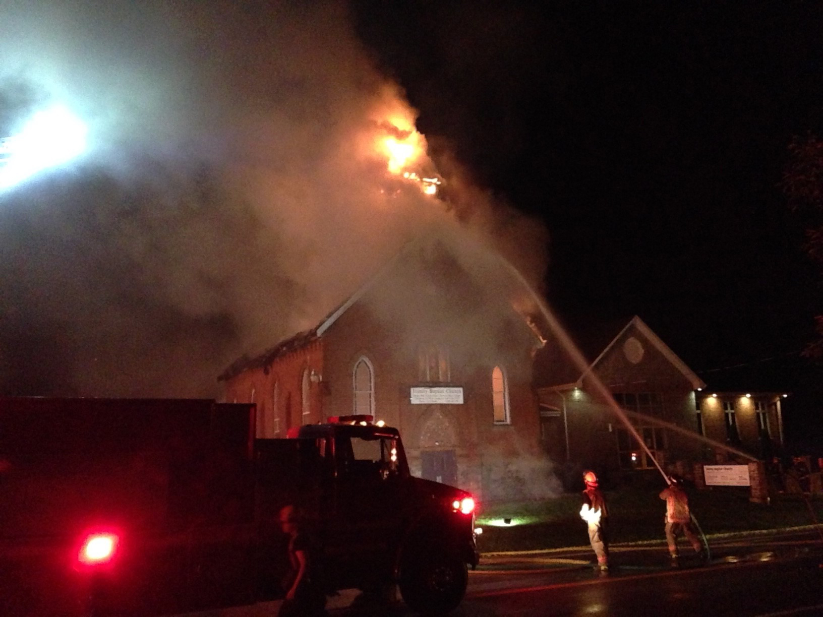 Police call fire at Trinity Baptist Church in Burlington suspicious