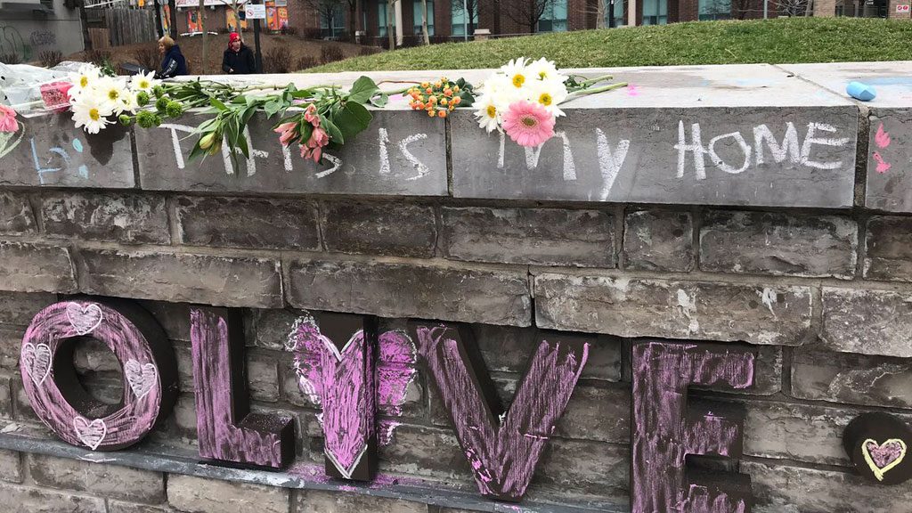 Chalk messages for the victims of Toronto van attack