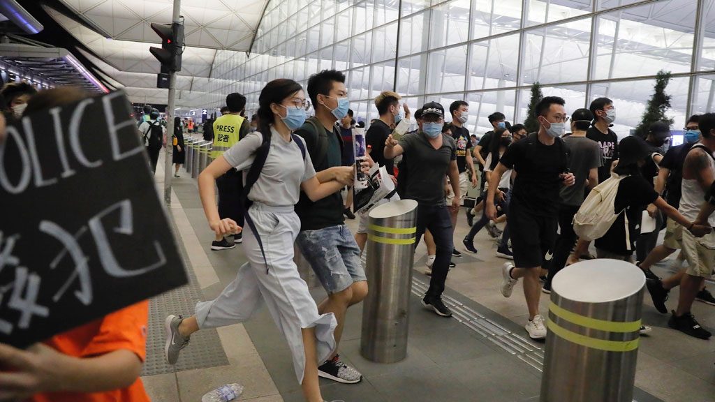 Protest at airport in Hong Kong