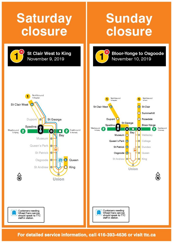 No service at 16 subway stations on Line 1 this weekend