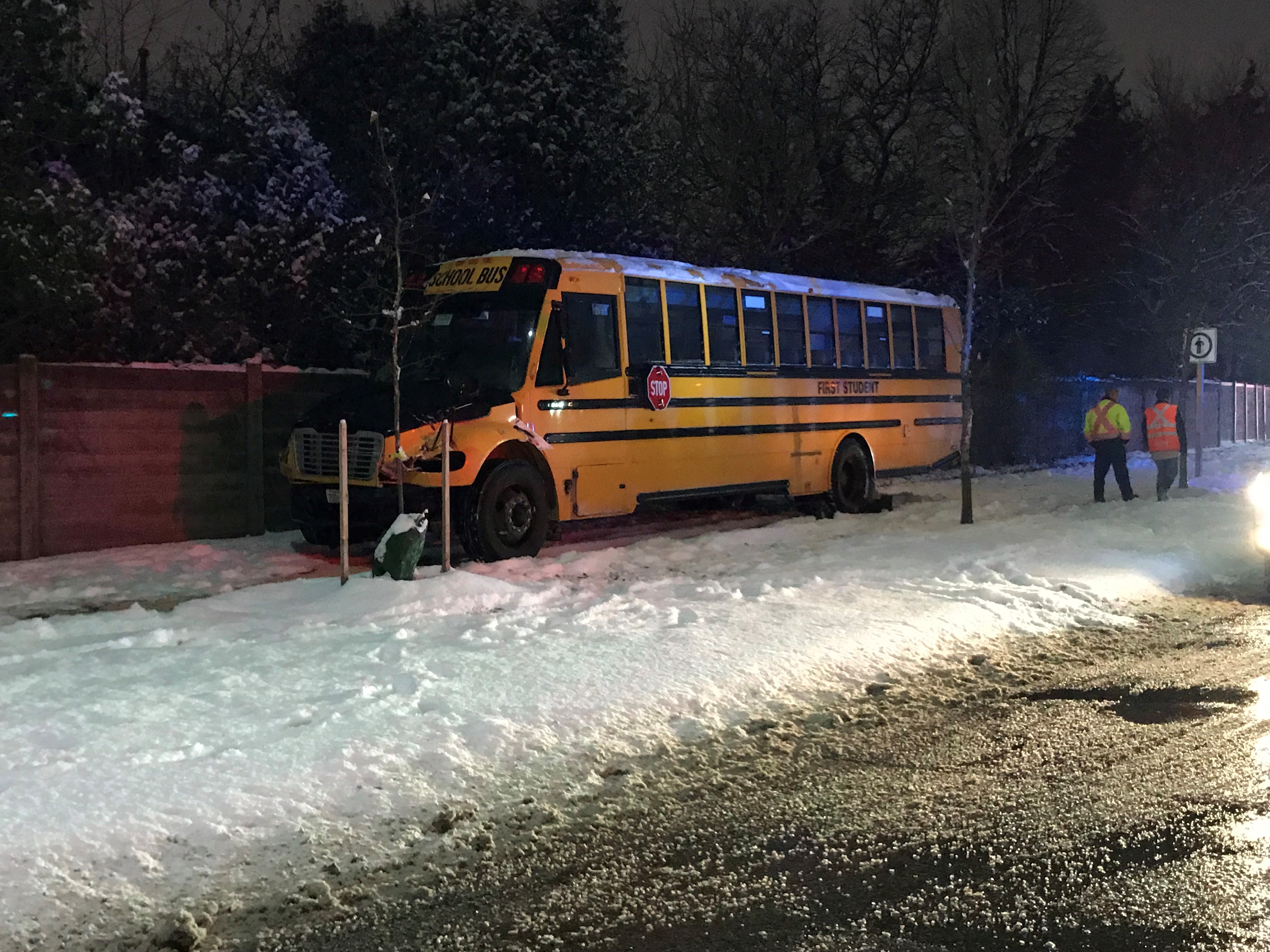 School bus loses control and hits pole in Markham, no injuries