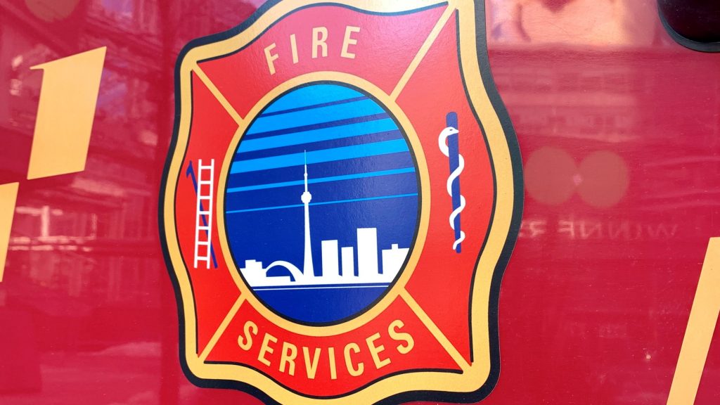 A Toronto Fire truck logo is seen on the side of a fire truck in an undated photo