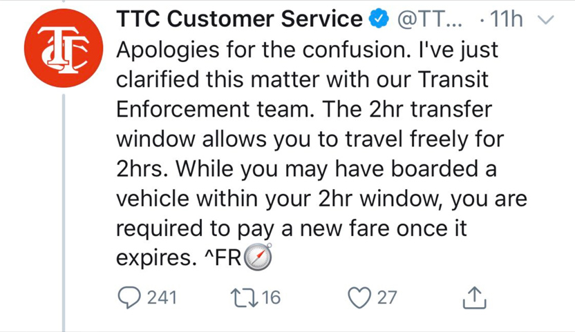 Ttc Issues Apology After Series Of Confusing Tweets About 2 Hour Transfer Policy Citynews Toronto