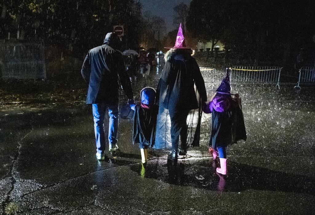 People go trick-or-treating on Halloween in on Oct. 31, 2019.