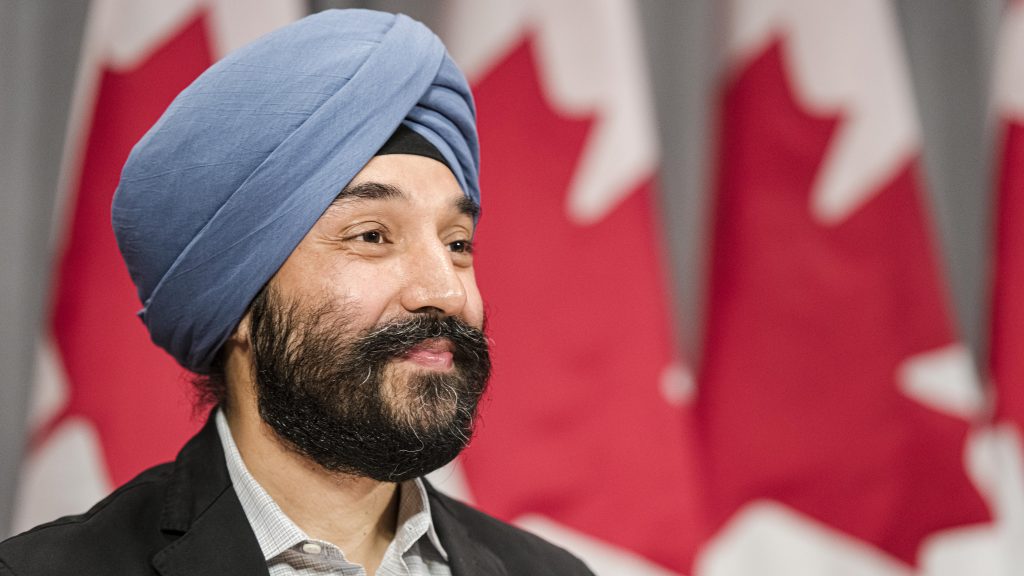 Navdeep Bains, then minister of innovation, science and industry, makes an announcement regarding vaccine procurement, in Toronto, on Aug., 5, 2020. THE CANADIAN PRESS/Christopher Katsarov