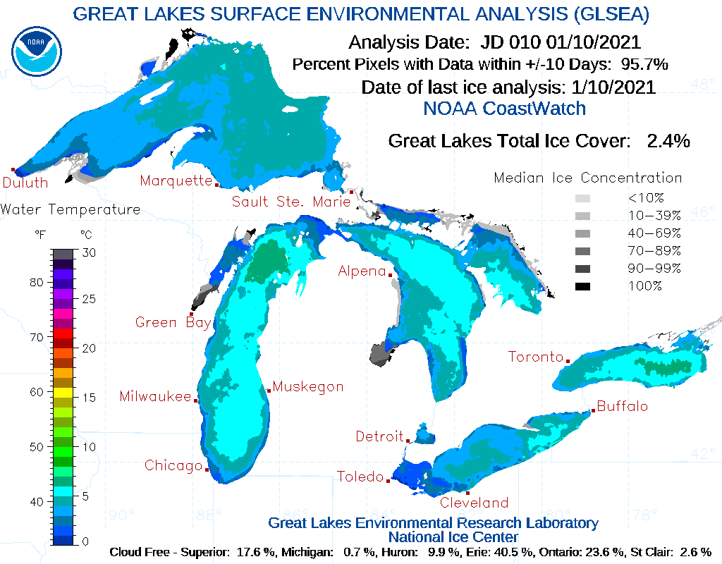 Source: NOAA Great Lakes Environment Research Laboratory, Current Great Lakes Ice Coverage