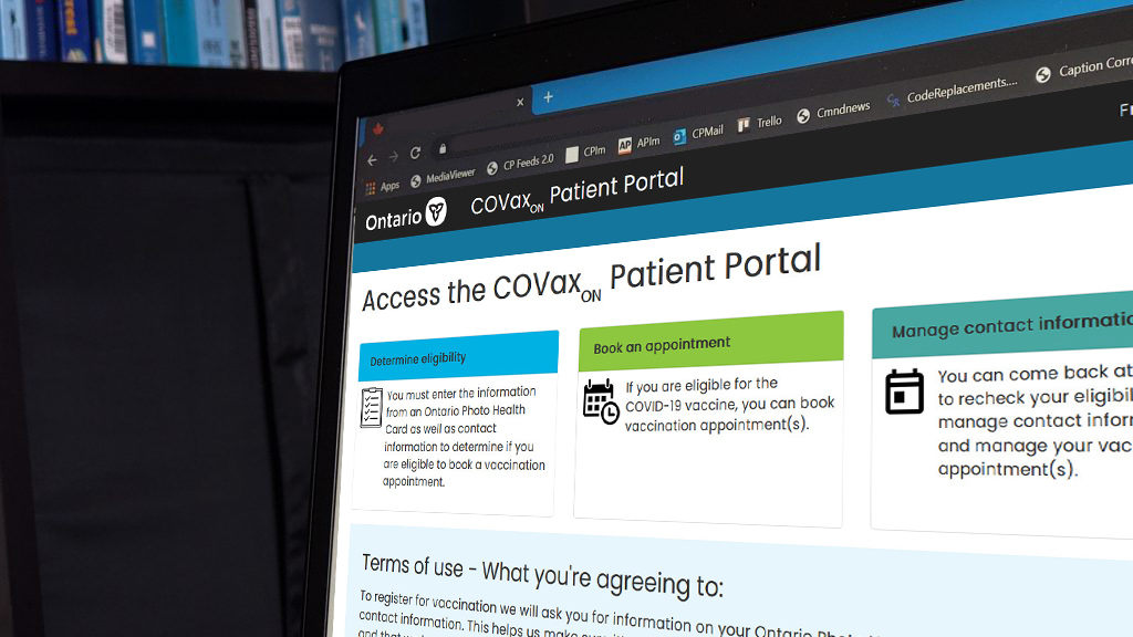 COVAX on Patient Portal is seen on a computer screen.