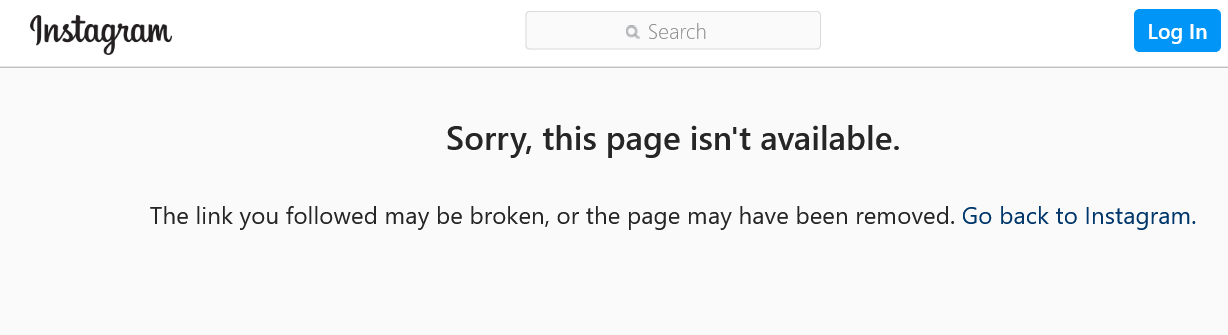 Инстаграм к сожалению эта страница недоступна