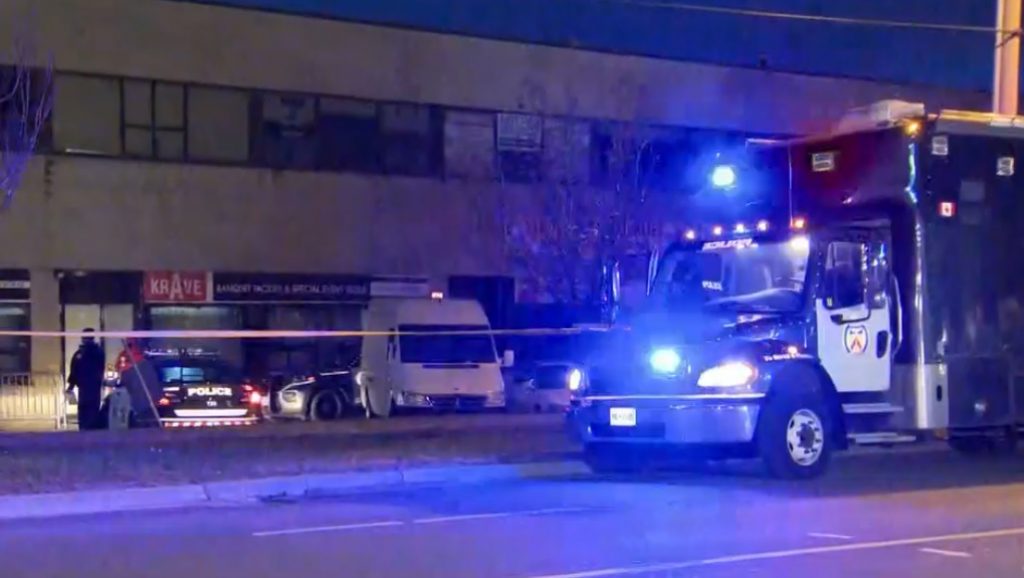 Toronto police at scene of shooting on Nugget Avenue