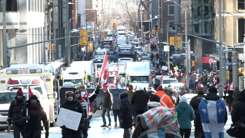 The Freedom Convoy in Ottawa on Feb. 5, 2022.