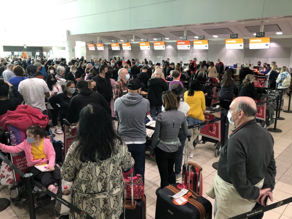 Crowds at Toronto Pearson Airport