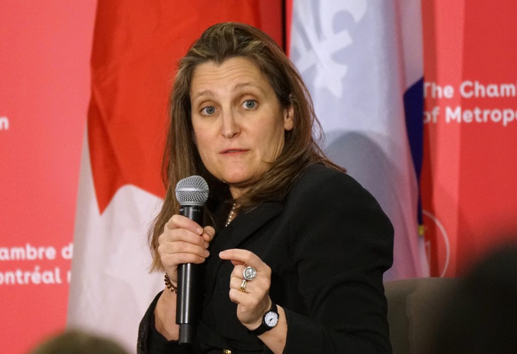 Canadian Deputy Prime Minister and Minister of Finance Chrystia Freeland