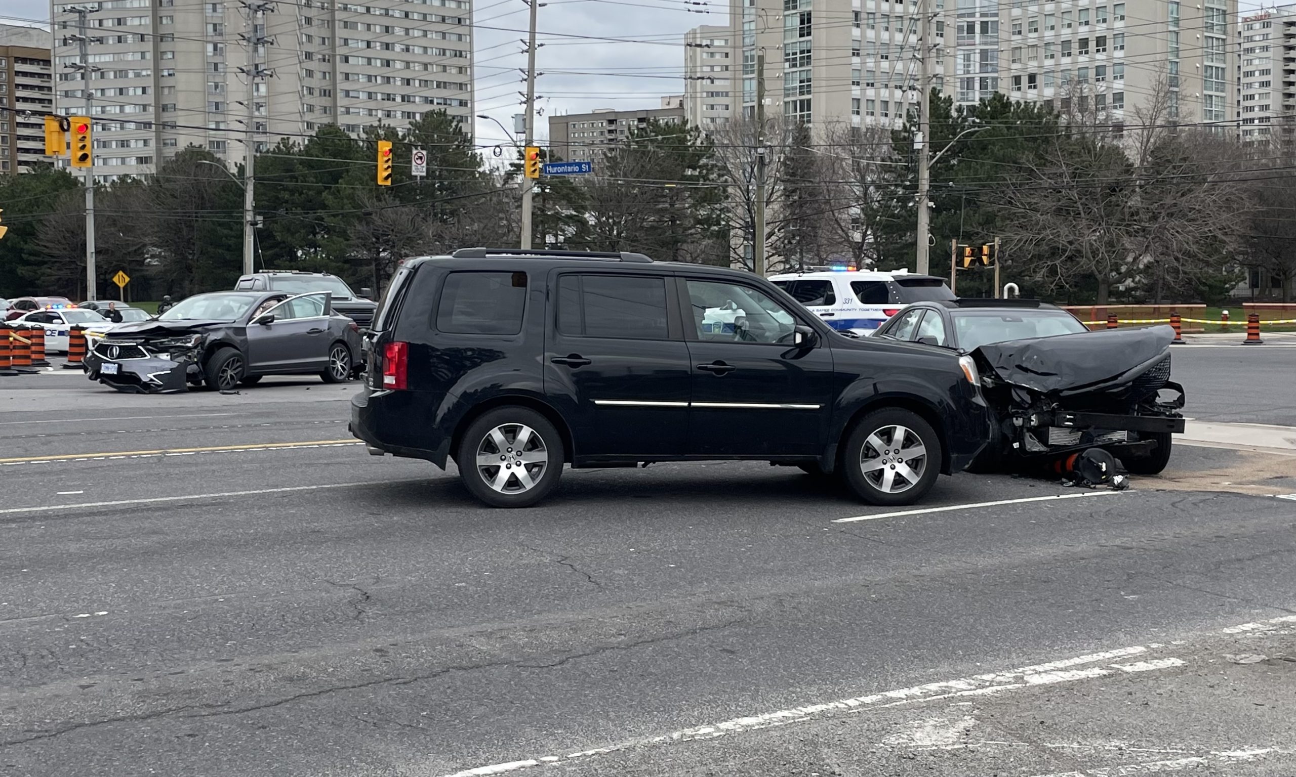 Driver of Cadillac arrested after string of 8 Mississauga crashes