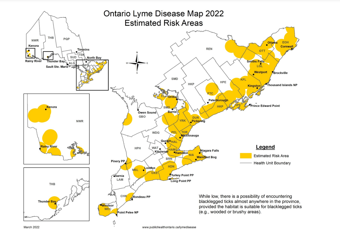 Ontario tick map 2022