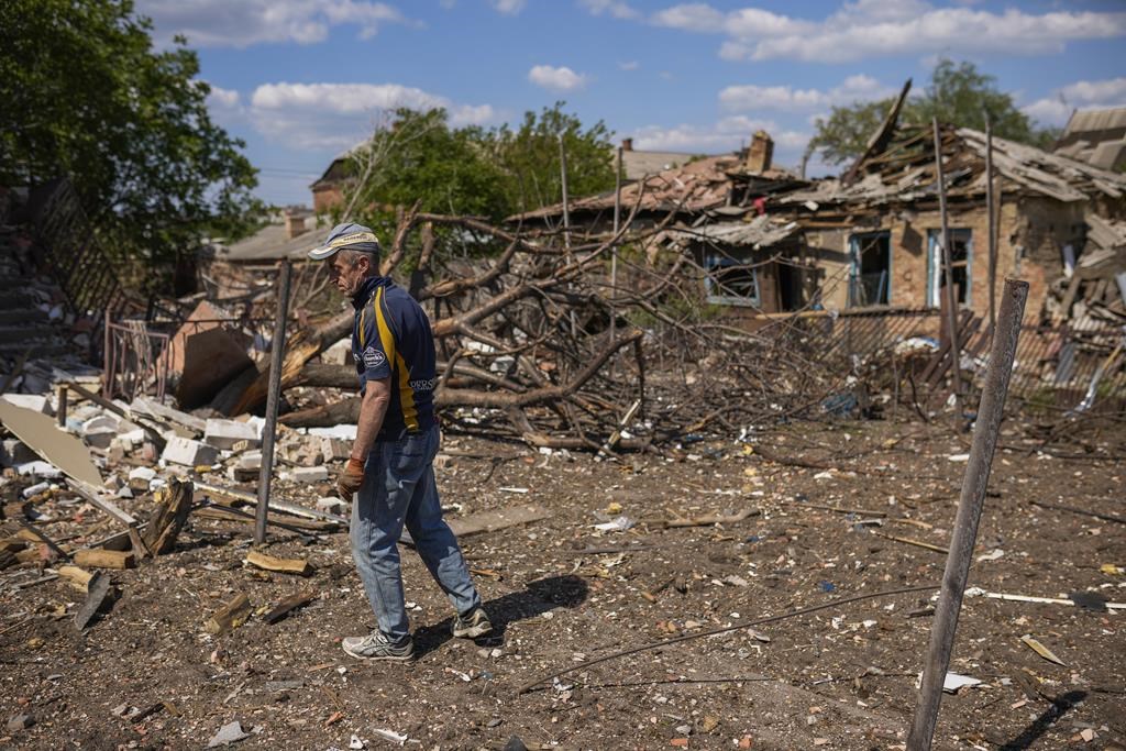 House destroyed in a Russian bombing in Bakhmut, eastern Ukraine