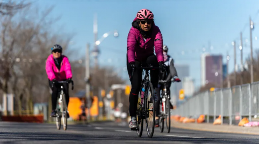 Cyclists during ActiveTO
