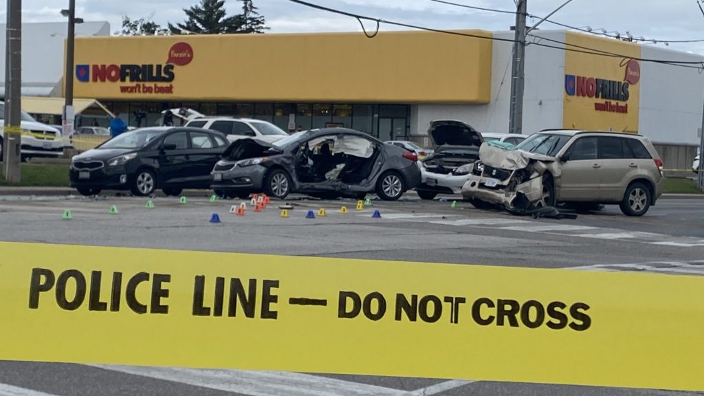 Man dead, woman driver arrested following four-vehicle crash in Brampton