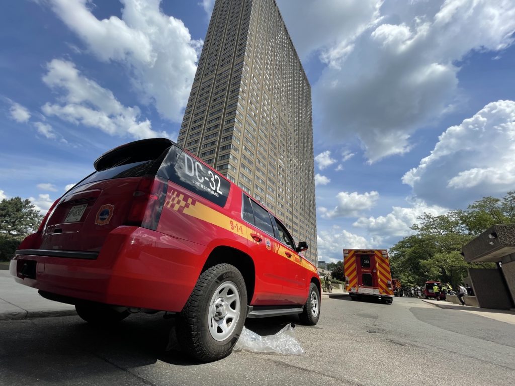 Three-alarm fire at Thorncliffe Park highrise sends one to hospital