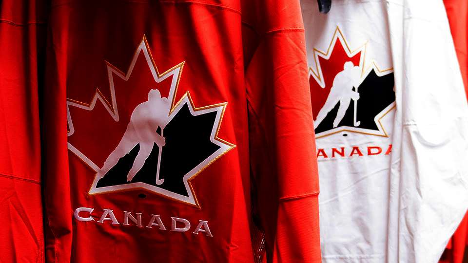 Hockey Canada red and white jerseys