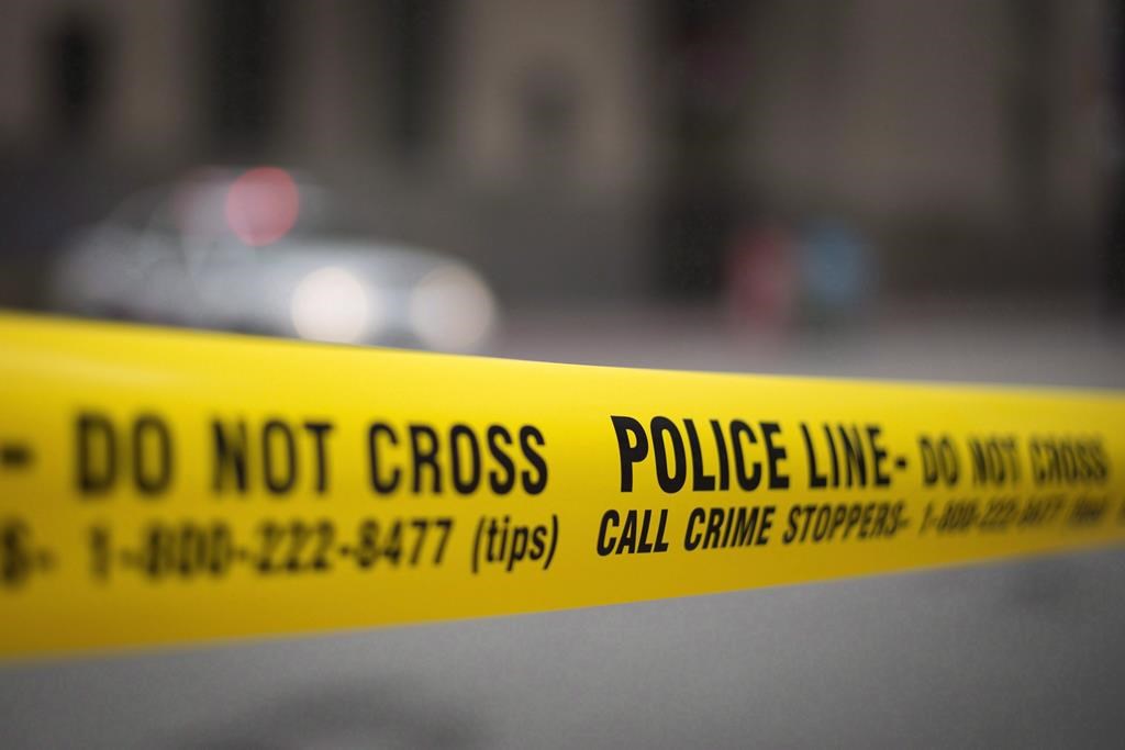 Police tape is shown in Toronto