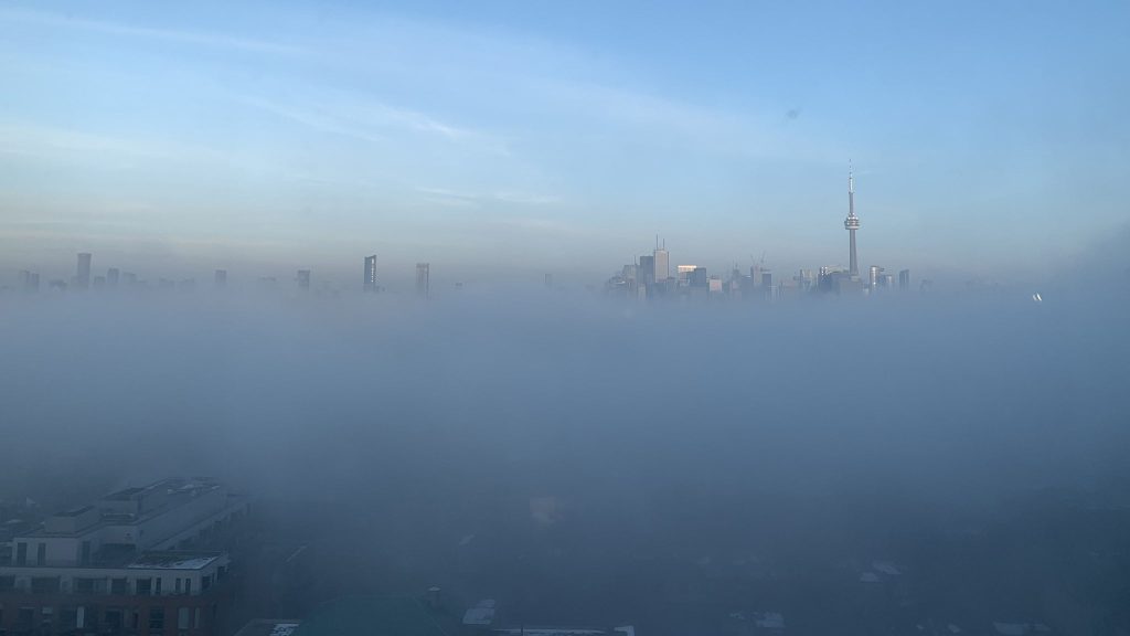 Fog surrounds downtown Toronto