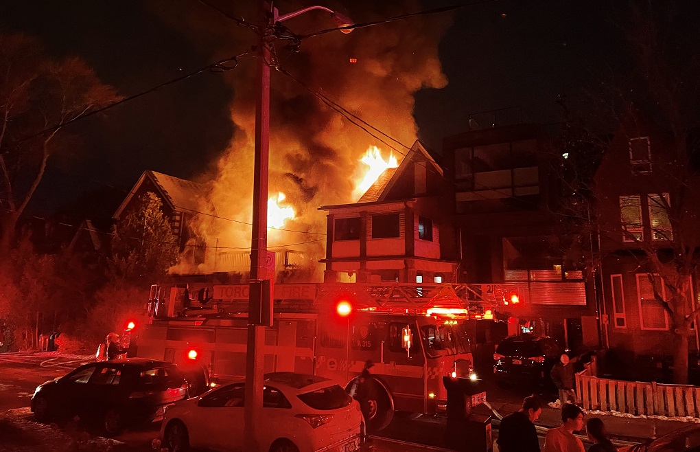 A fire broke out at a home on Grange Avenue in Toronto