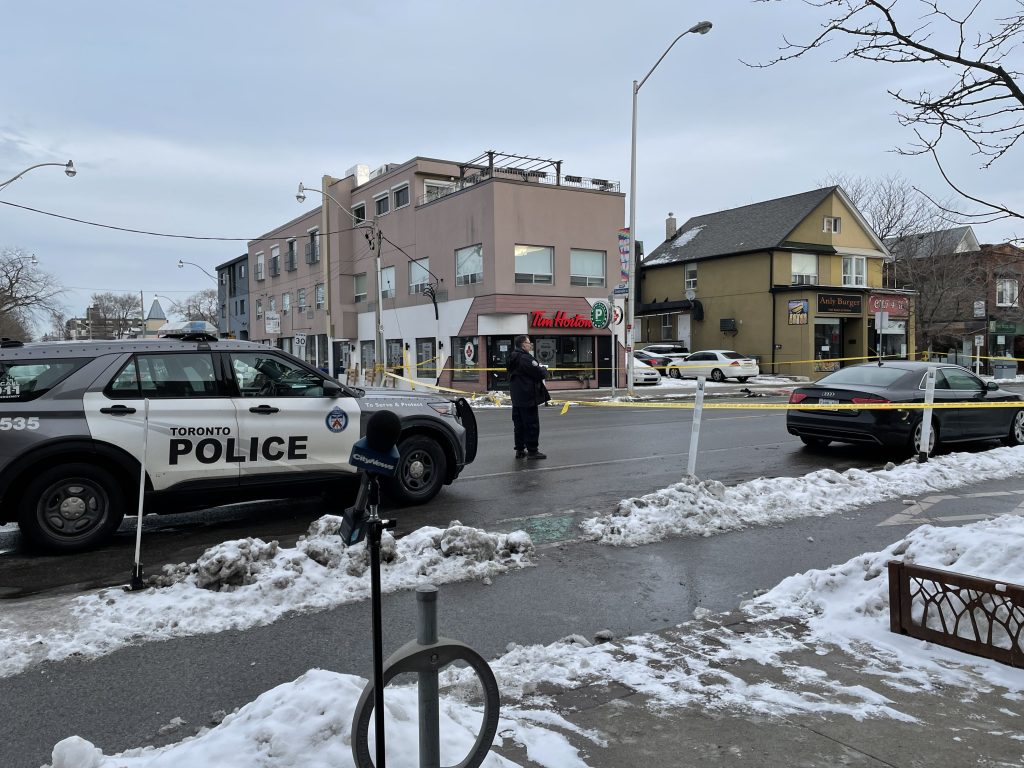 Cedarvale Avenue after a pedestrian was struck.