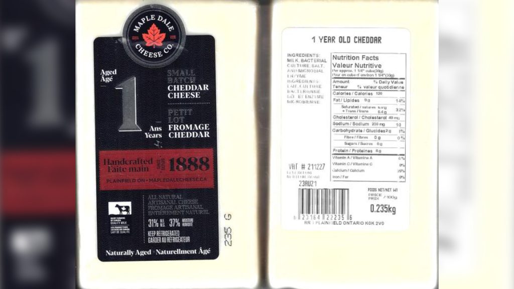 Maple Dale Cheese product recalled due to possible Listeria contamination