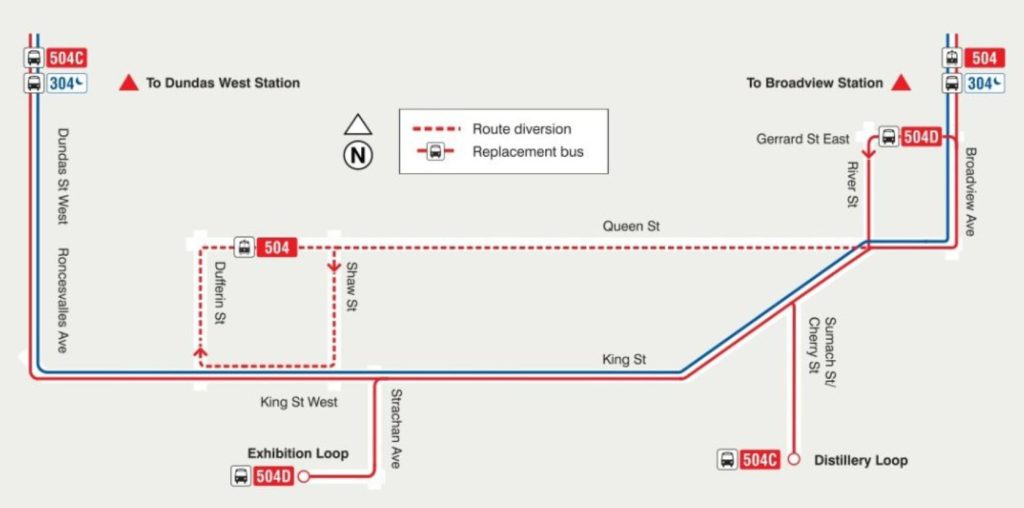 Route changes and diversions to King Street streetcar. 