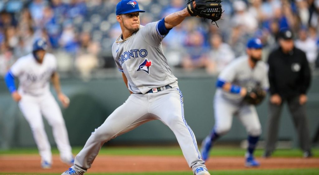 Toronto Blue Jays starting pitcher Jose Berrios throws during the