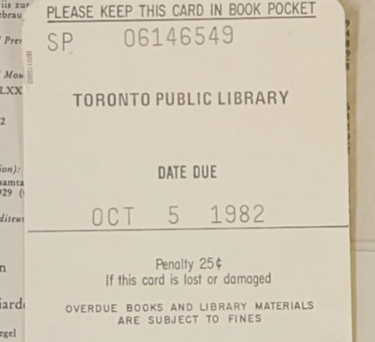 'Better late than never' Record returned to Toronto library after more