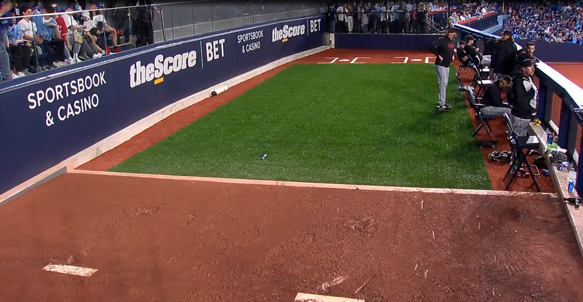 Beer can thrown in Tigers bullpen during Blue Jays home opener at
