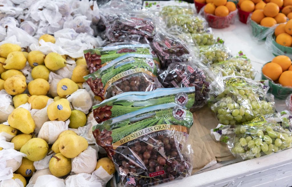 Assorted fruit is shown at a market in Montreal.