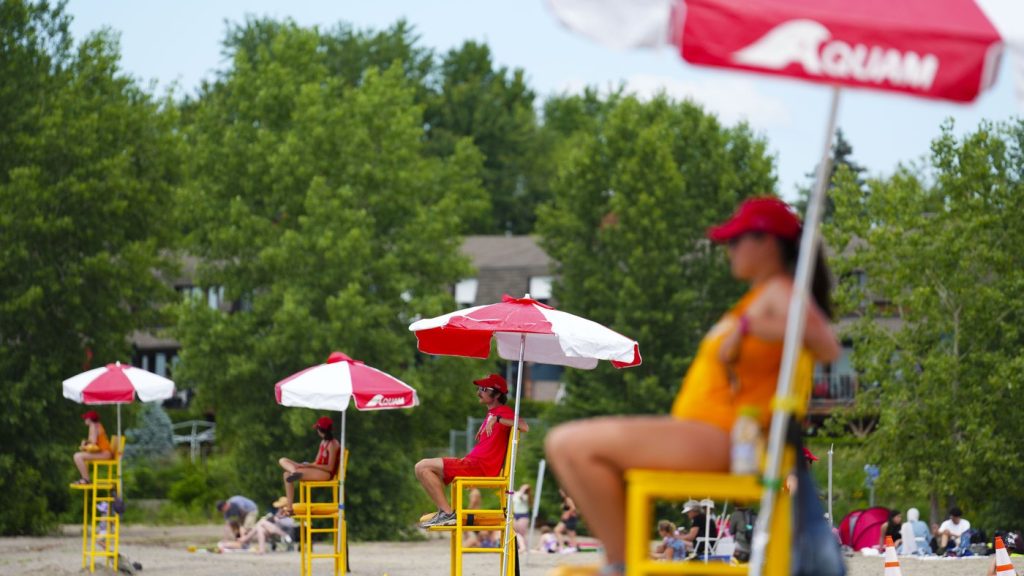 Lifeguards work at Brittany Beach