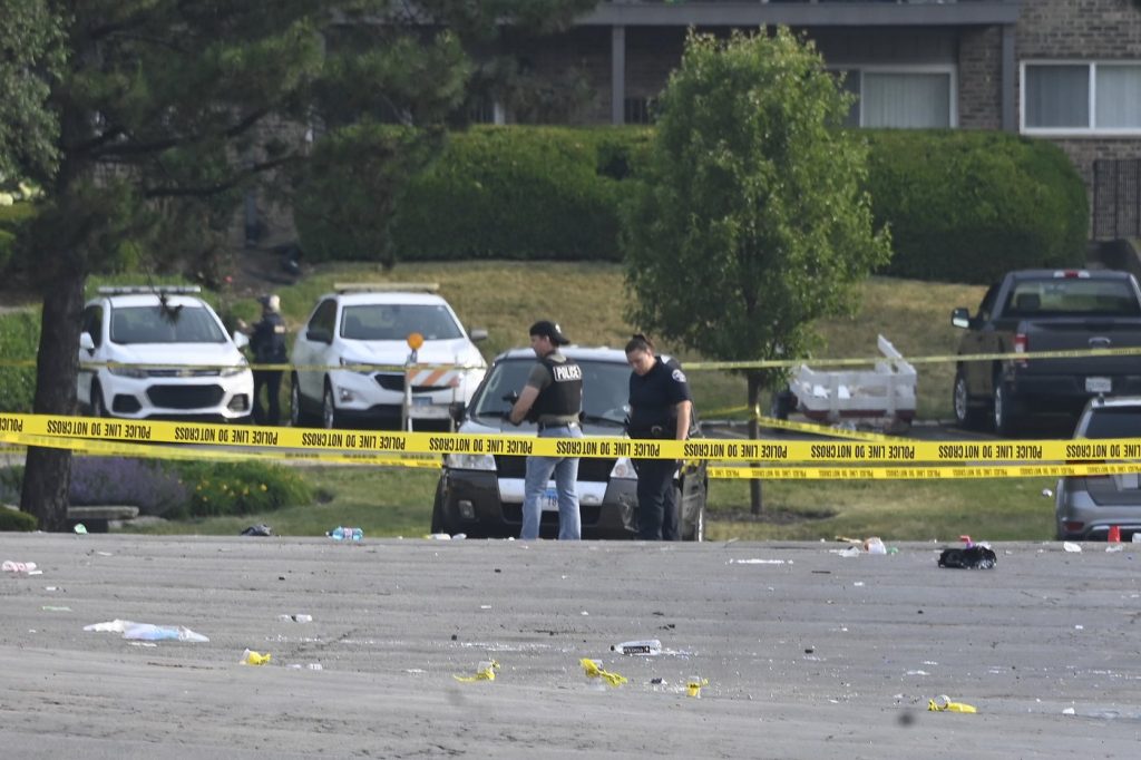 scene of an overnight mass shooting at a strip mall in Willowbrook, Ill.,