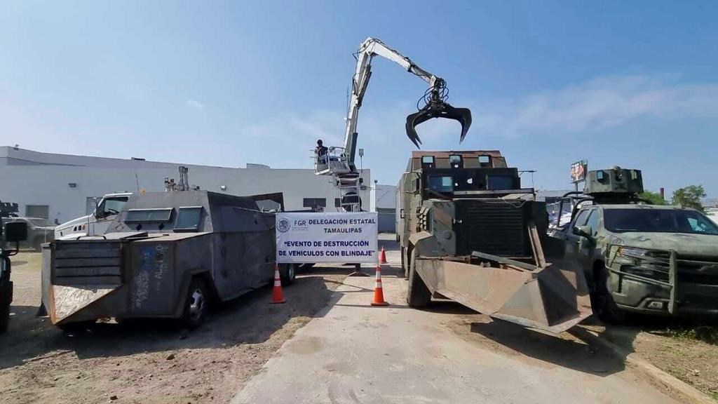 Mexican authorities destroy 14 homemade armored cars used by drug