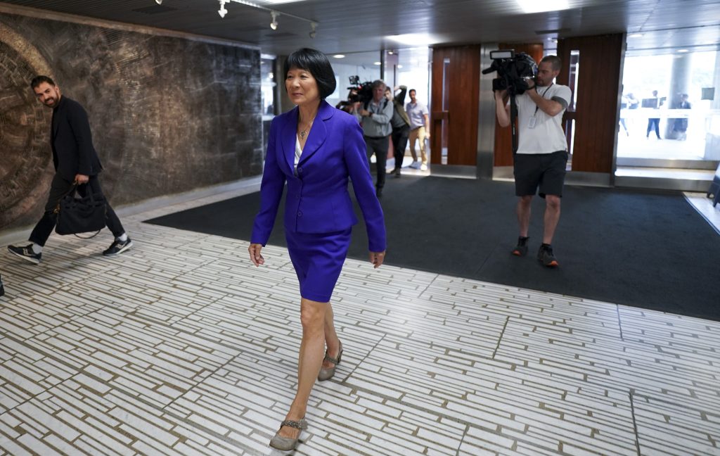 Toronto mayor-elect Olivia Chow enters City Hall in Toronto, Tuesday, June 27, 2023.