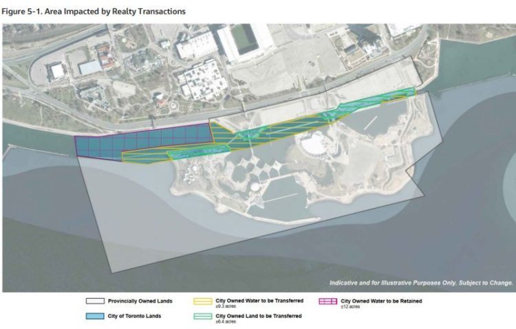 Toronto land that could be expropriated by the provincial government for the Ontario Place re-vamp.