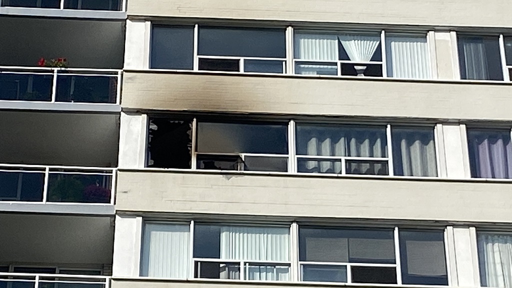 One person died after a fire at an apartment building in Oakville