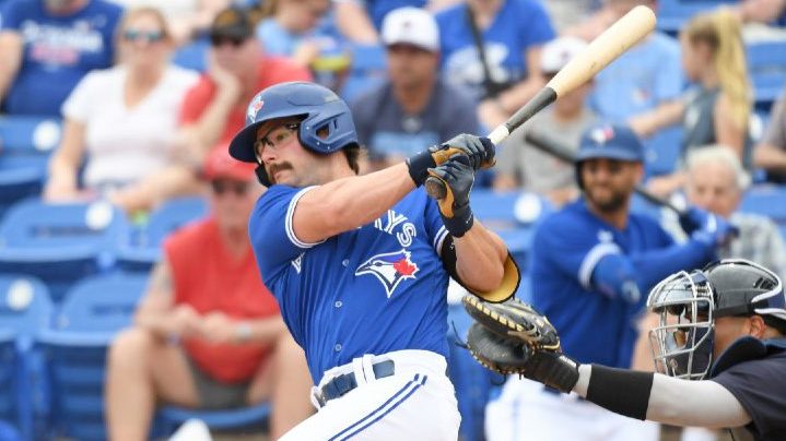Davis Schneider with the Toronto Blue Jays is seen in a file photo.