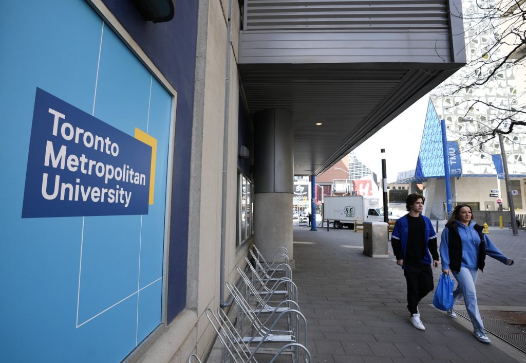 Students make their way around the renamed Toronto Metropolitan University.