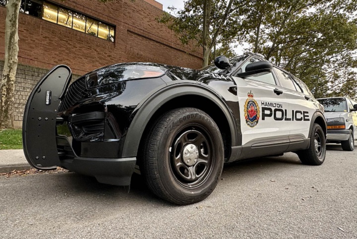 A Hamilton Police Service cruiser is seen outside of Central Station.